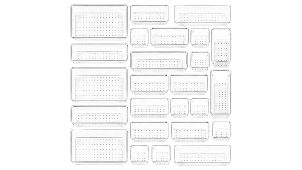 Vtopmart 25-Piece Clear Plastic Drawer Organizer Set
