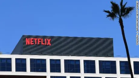 The Netflix building on Sunset Boulevard is pictured on October 20, 2021 in Los Angeles. 