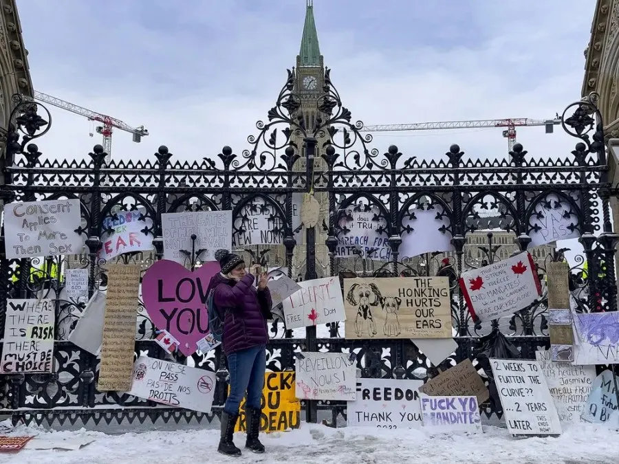 Anti-vaccine mandate protests continue in downtown Ottawa on Friday, Feb. 4, 2022.