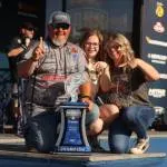 Buddy Gross from Chattanooga, Tennessee, posts with the Bassmaster Elite Series trophy after winning Sunday on the Harris Chain of Lakes. [COURTESY / SEIGO SAITO, BASS]